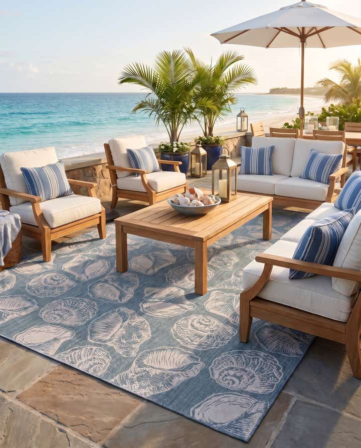 13' x 13' Easy-Clean Coastal Indoor / Outdoor Square Rug