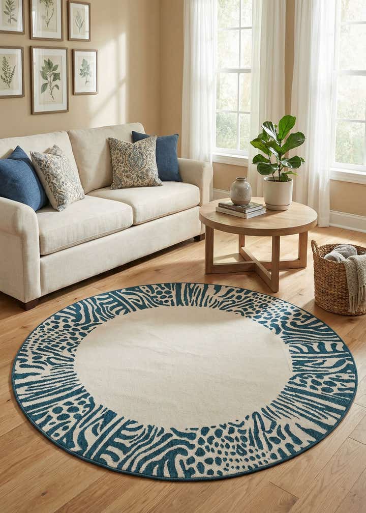 6' x 6' Easy-Clean Safari Indoor / Outdoor Round Rug