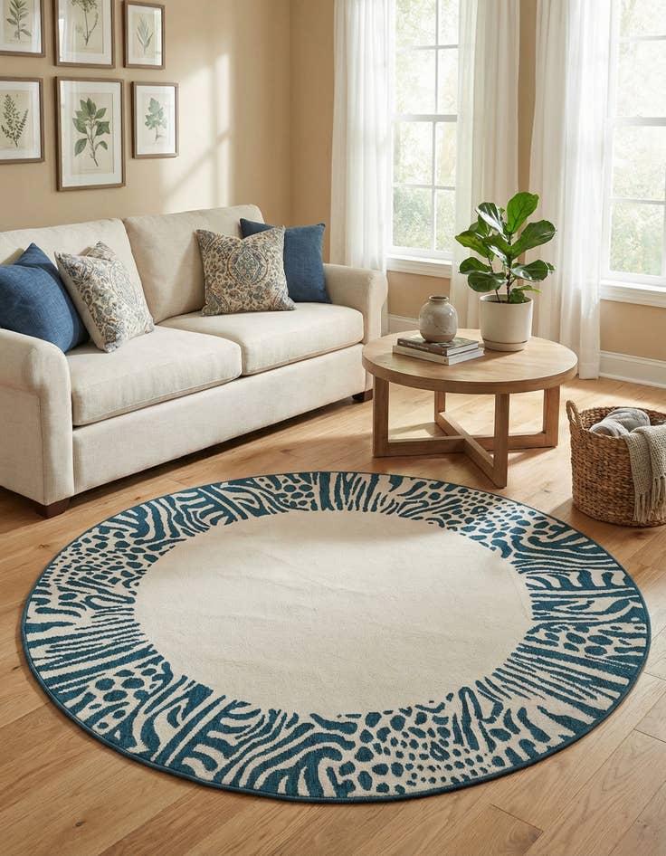 Detail image of  6' x 6'  Washable Safari Indoor / Outdoor Round Rug