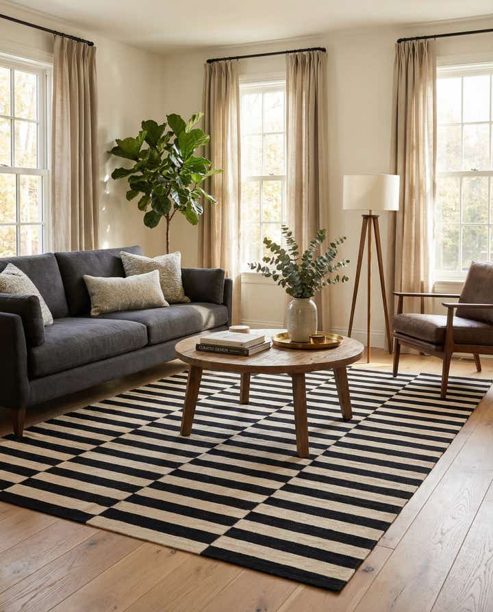5' 7 x 7' 9 Hand Woven Kilim Modern Wool Rug