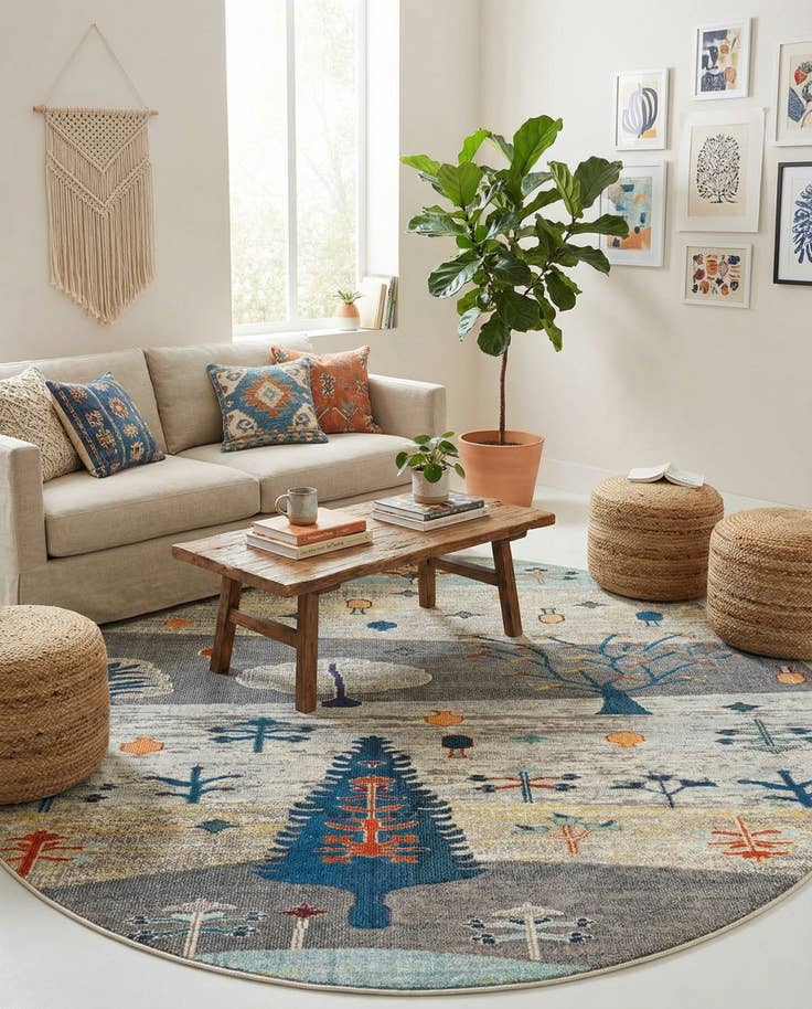 Detail image of 7' x 7' Washable Vivid Round Rug