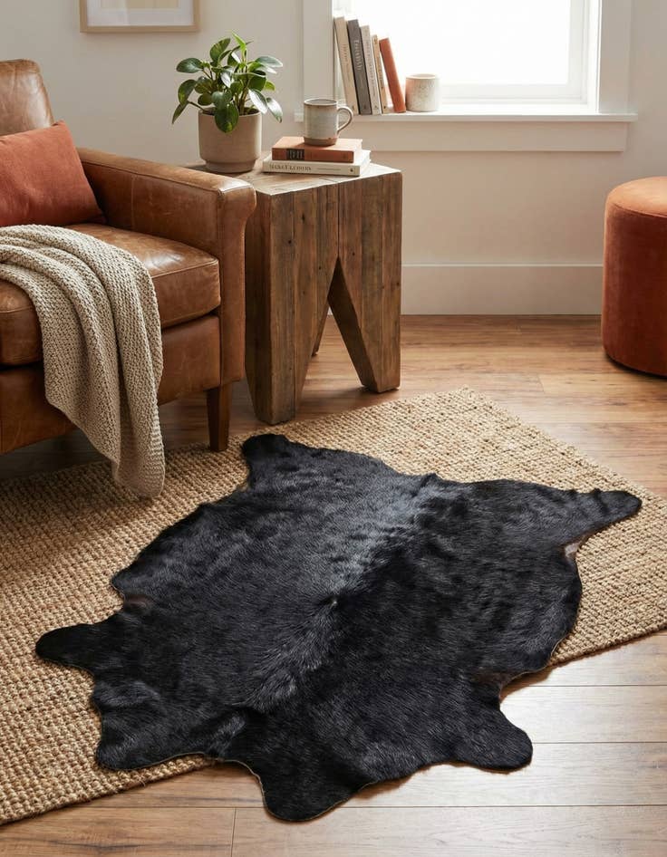 Detail image of 1' 8 x 2' 6 Cowhide Leather Rug