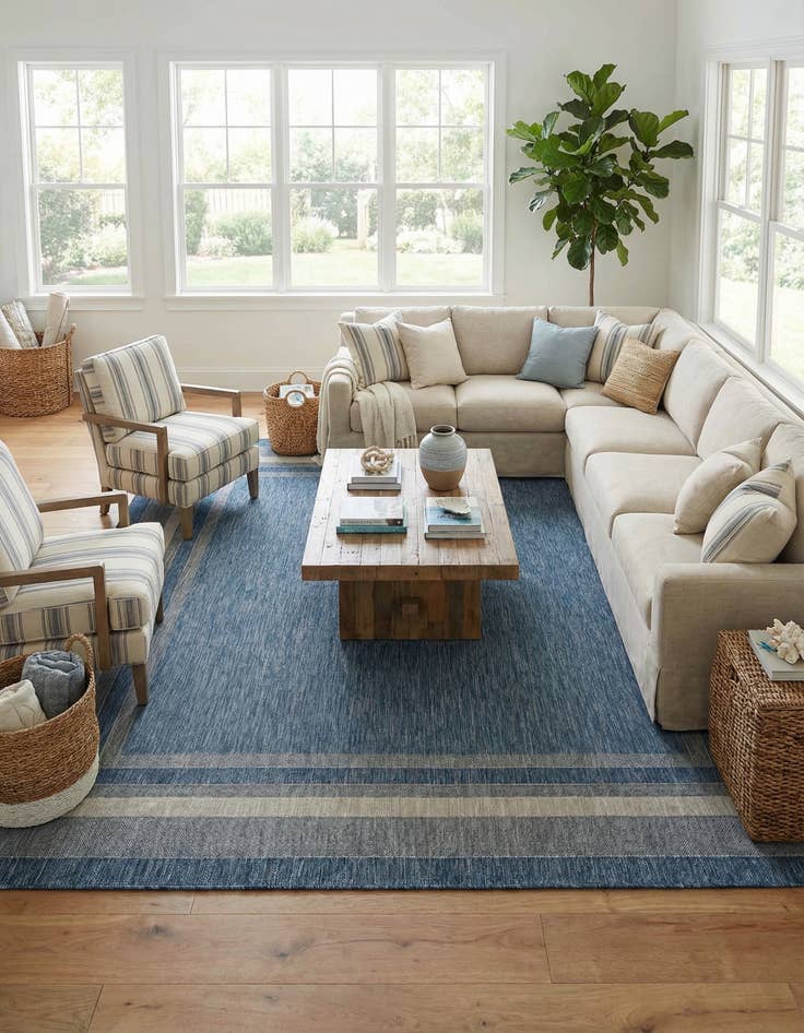 Detail image of 13' x 13'  Washable Border Indoor / Outdoor Square Rug