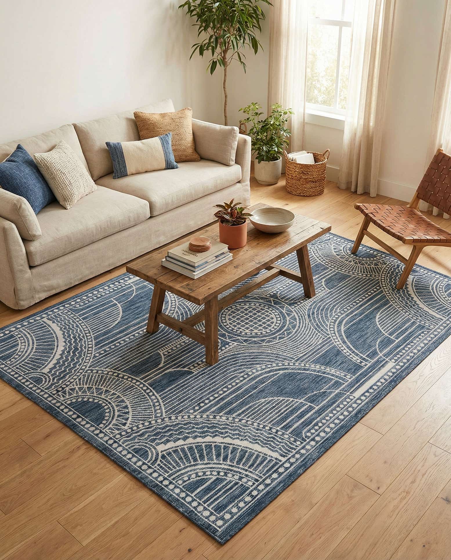 6' x 9' Easy-Clean Traditional Indoor / Outdoor Rug