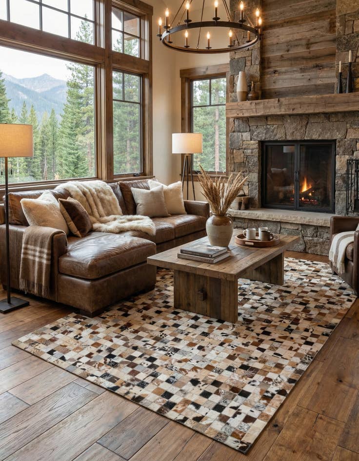 Detail image of  5' x 8' Cowhide Leather Rug