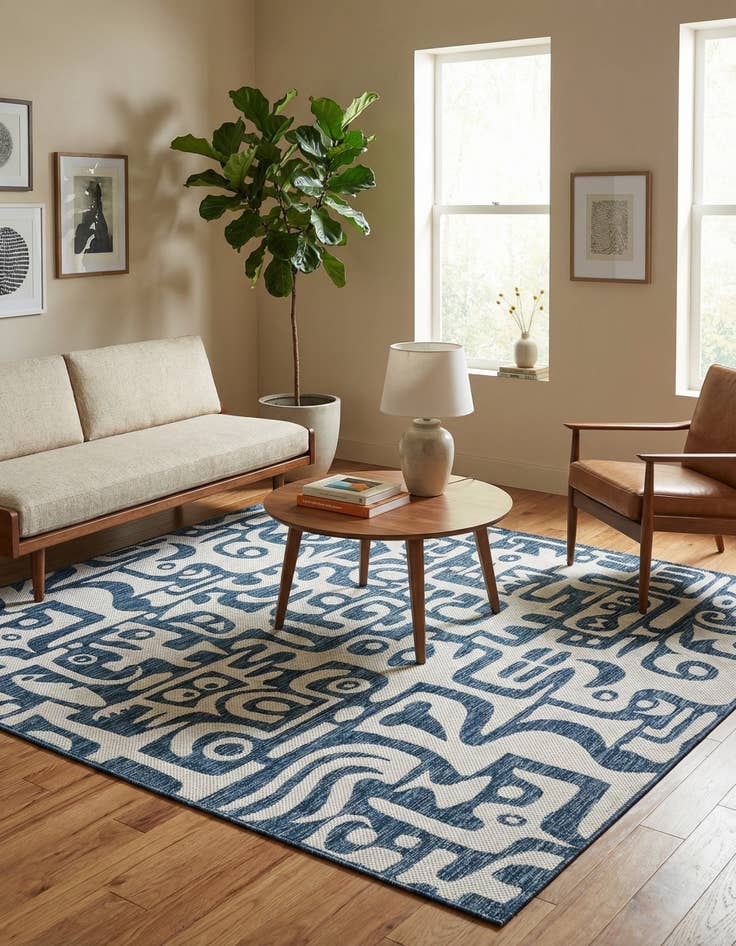 Detail image of  7' 10 x 7' 10  Washable Modern Indoor / Outdoor Square Rug