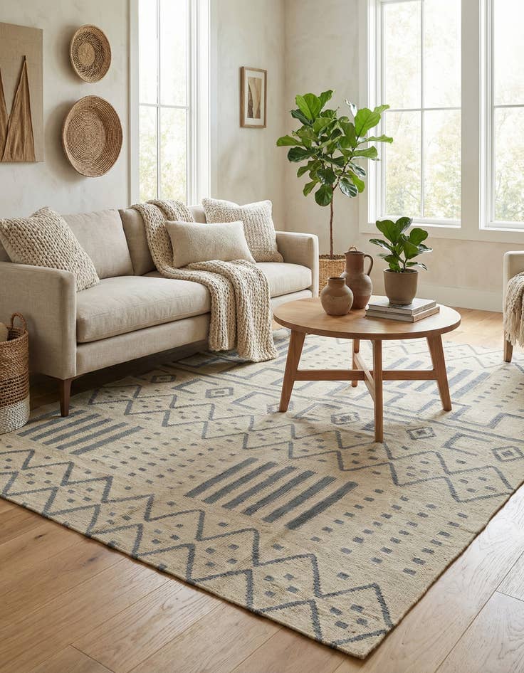 Detail image of 6' x 7' 6  Hand Woven Kilim Modern Wool Rug