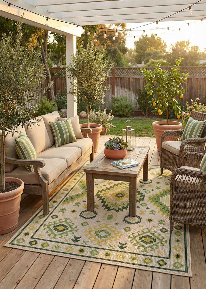5' 3 x 8' Easy-Clean Baja Indoor / Outdoor Rug