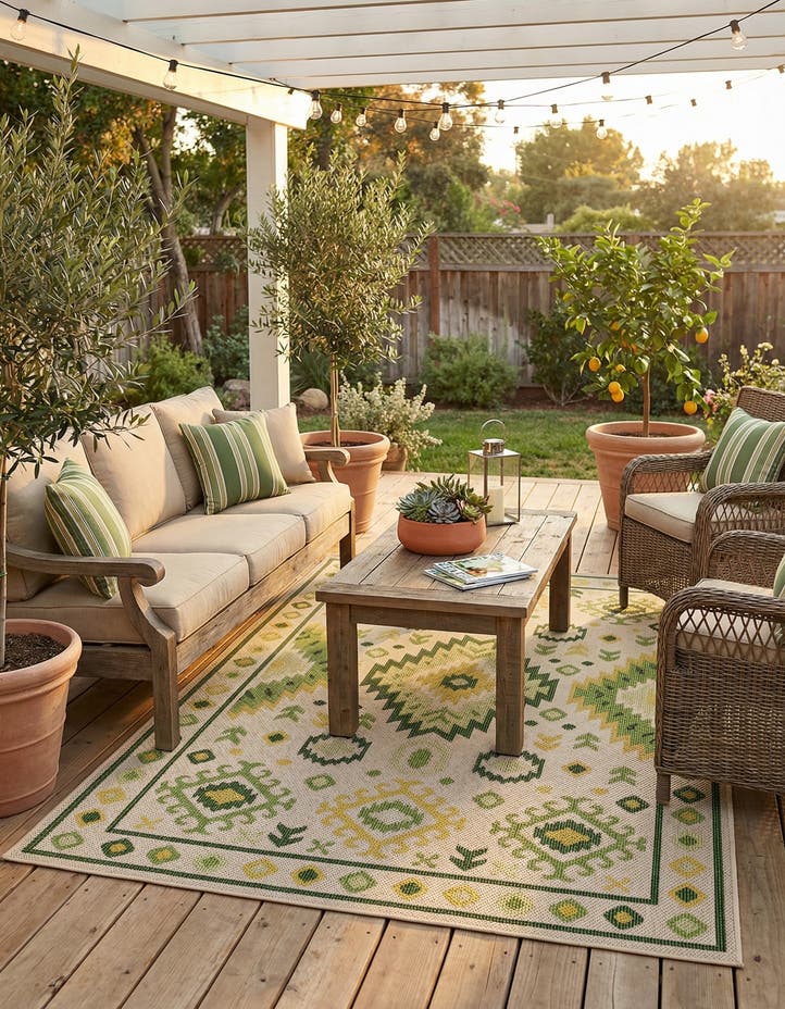 5' 3 x 8' Easy-Clean Baja Indoor / Outdoor Rug