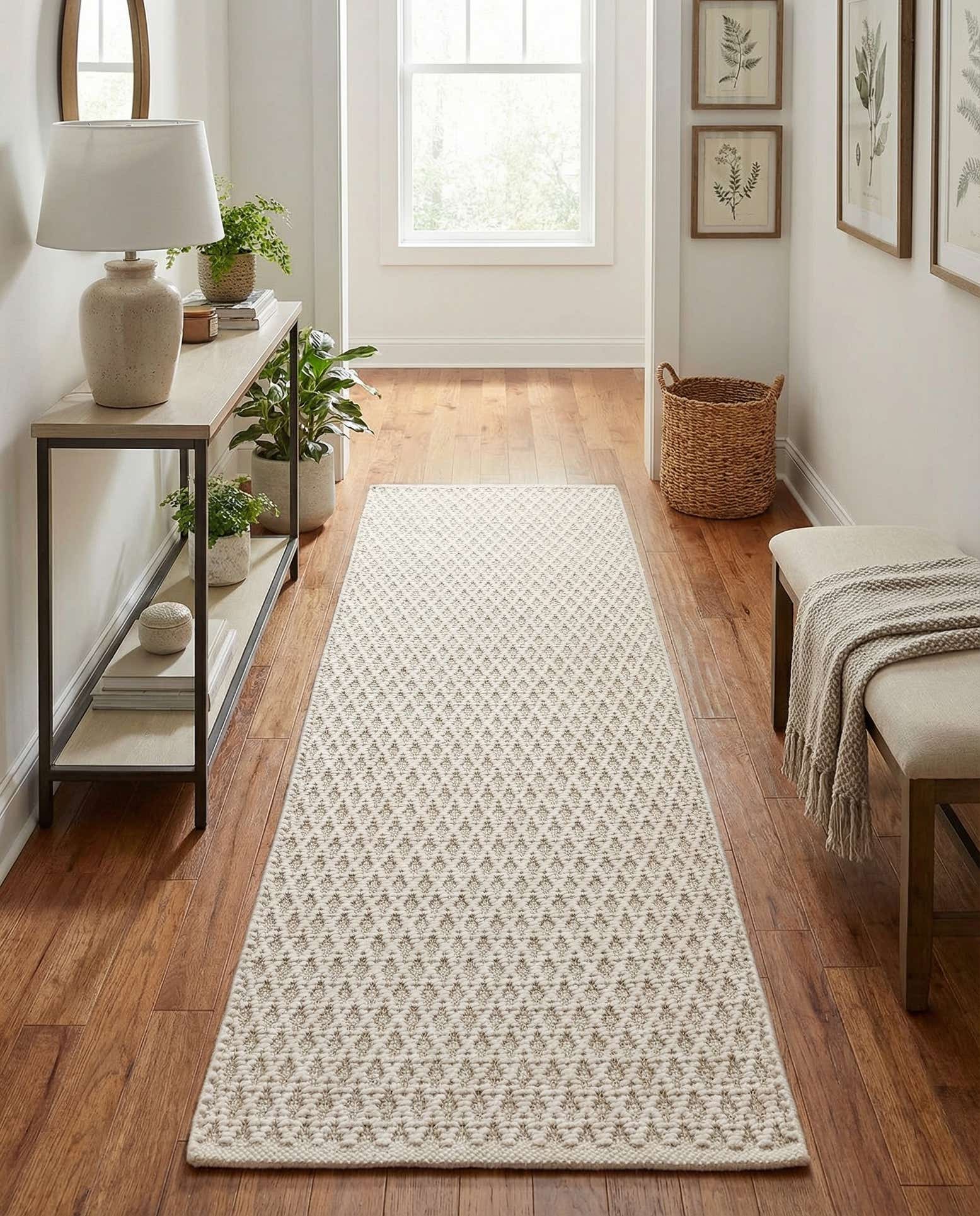 60cm x 185cm Handgewebt Lattice Wool Läufer Teppich