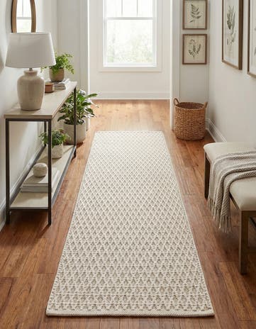 2' x 6' 1 Hand Woven Lattice Wool Runner Rug
