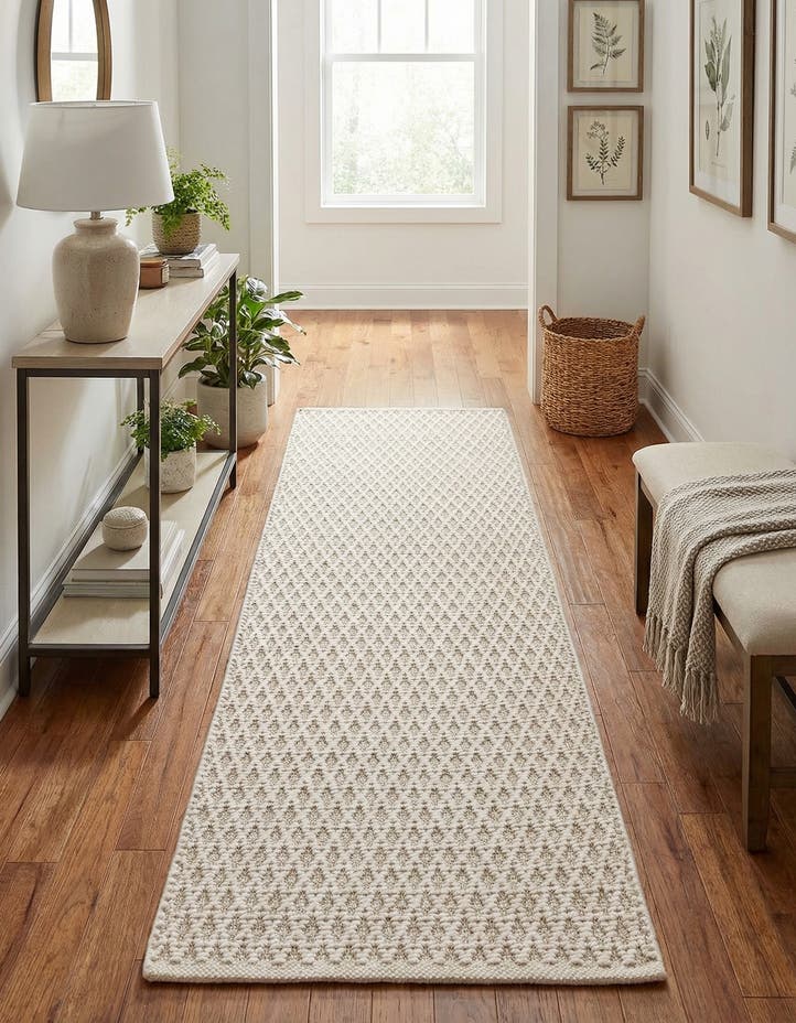 2' x 6' 1 Hand Woven Lattice Wool Runner Rug