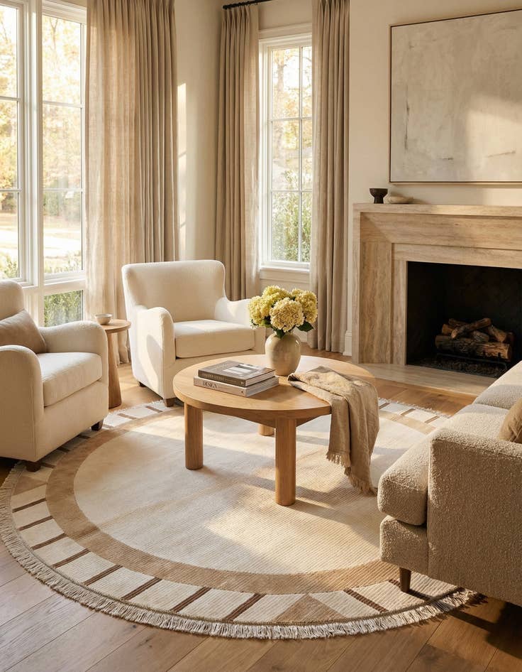 Detail image of 6' 6 x 6' 6  Hand Knotted Darya Wool Round Rug