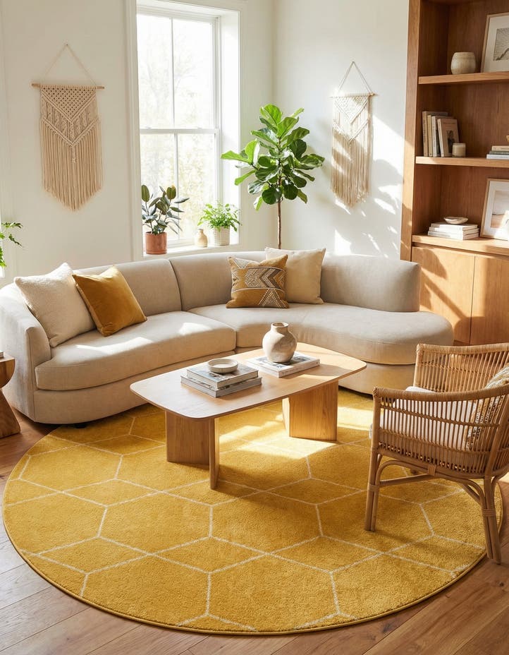 7' 10 x 7' 10 Lattice Frieze Round Rug