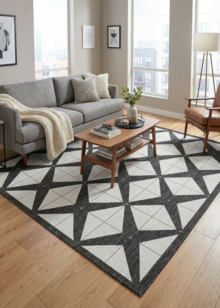 7' 10 x 10' Easy-Clean Modern Indoor / Outdoor Rug