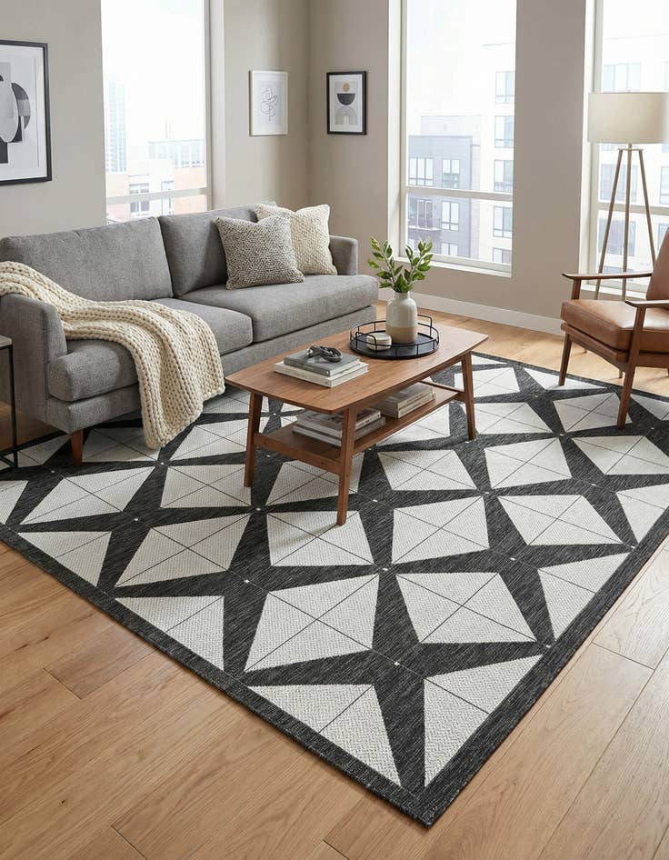 Detail image of  7' 10 x 10'  Washable Modern Indoor / Outdoor Rug