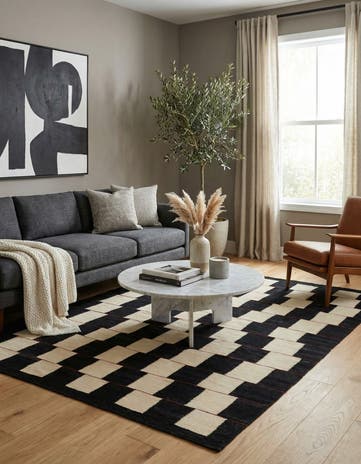 4' 4 x 6' Hand Woven Kilim Modern Wool Rug