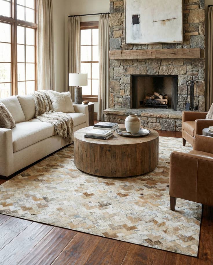 Detail image of 5' x 7' 11 Cowhide - Patchwork Rug