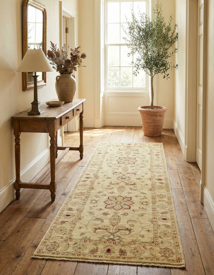 Detail image of 2' 6 x 6' 6  Hand Knotted Peshawar Ziegler Runner Rug