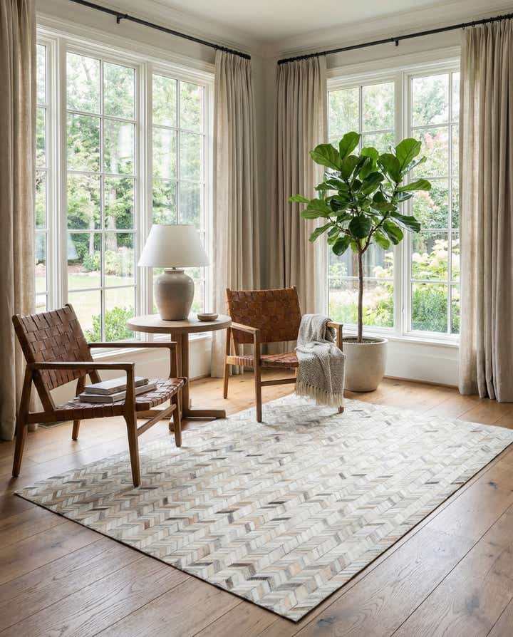 5' x 7' 9 Cowhide Leather Rug