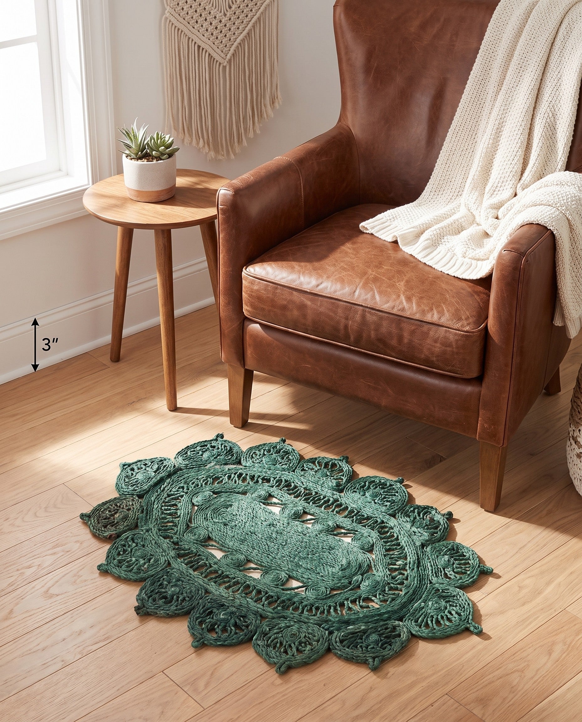 2' x 3' 1 Handmade Braided Jute Oval Rug