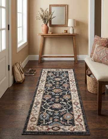 Charcoal Gray Eco Traditional Runner Rug