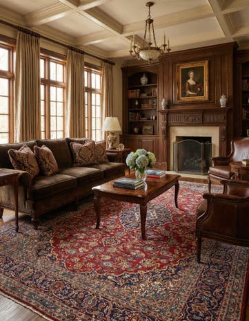 10' x 12' 9 Hand Knotted Kashan Persian Wool Rug