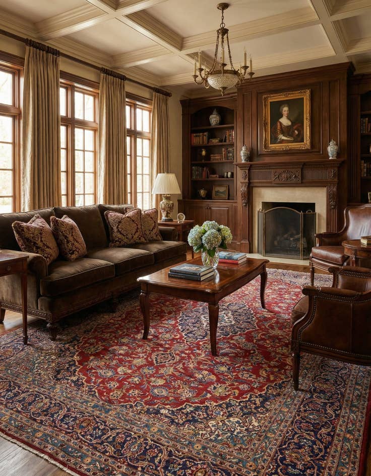 Detail image of 10' x 12' 9  Hand Knotted Kashan Persian Wool Rug