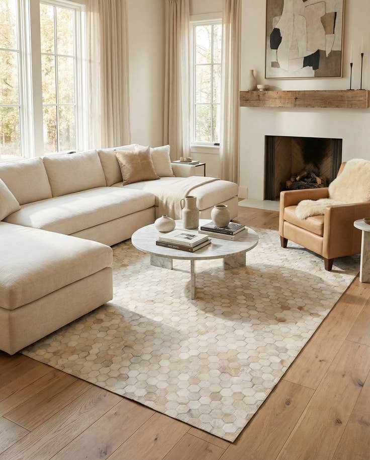 Detail image of 4' 10 x 7' 10 Cowhide Stocks Rug