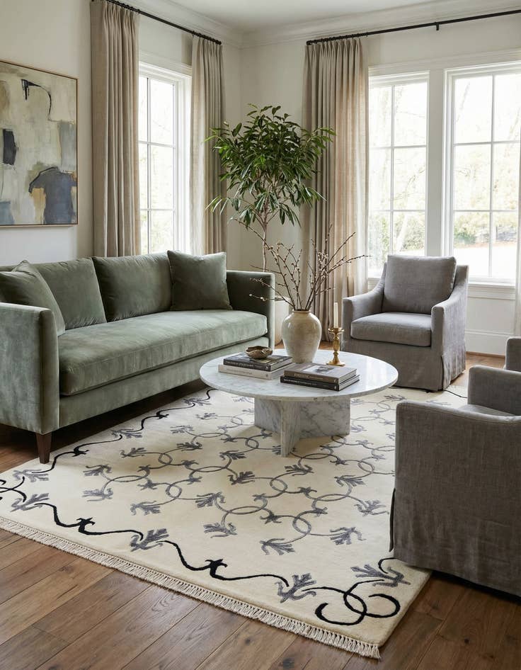 Detail image of  4' 8 x 6' 7  Hand Knotted Darya Wool Rug