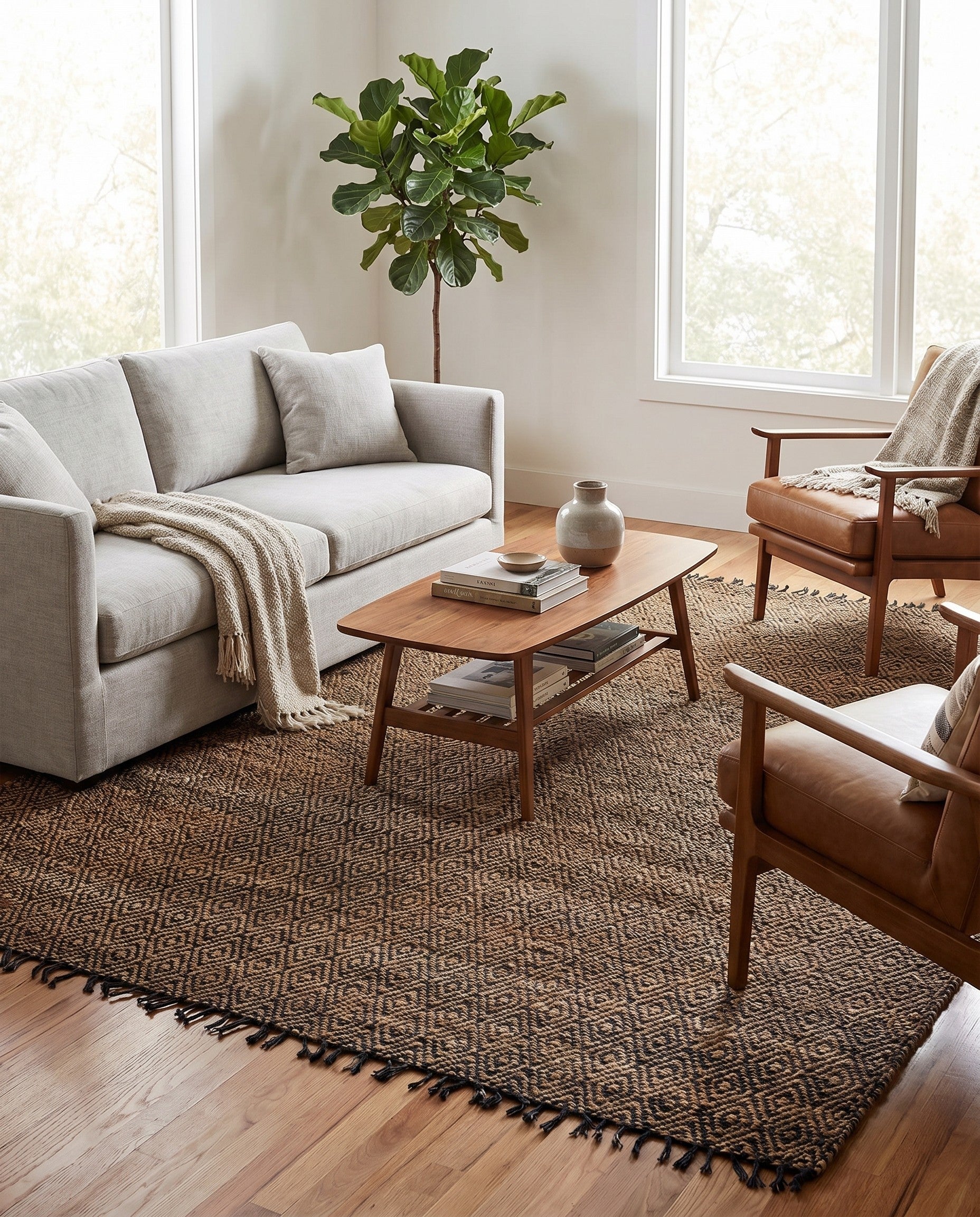 9' x 12' 2 Hand Woven Braided Jute Rug