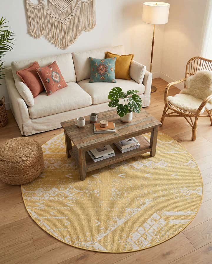 6' x 6' Easy-Clean Bohemian Indoor / Outdoor Round Rug
