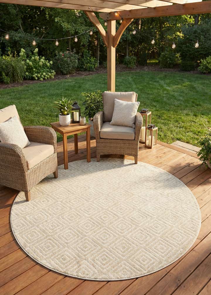 7' 10 x 7' 10 Easy-Clean Sabrina Soto Indoor / Outdoor Round Rug