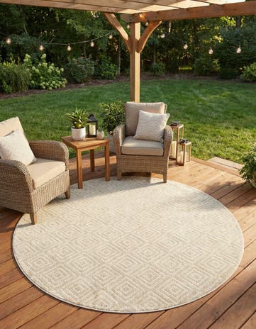 7' 10 x 7' 10 Easy-Clean Sabrina Soto Indoor / Outdoor Round Rug