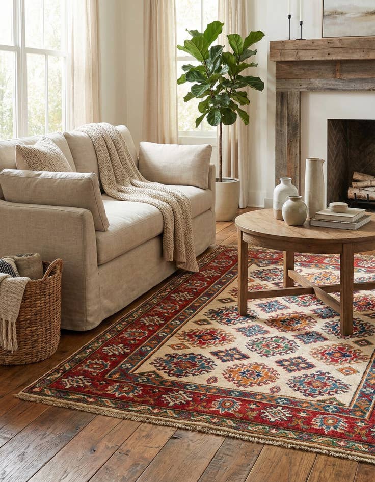 Detail image of 3' 4 x 4' 10  Hand Knotted Kazak Rug