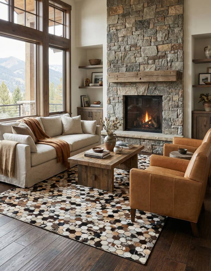 Detail image of 5' 1 x 7' 11 Cowhide - Patchwork Rug