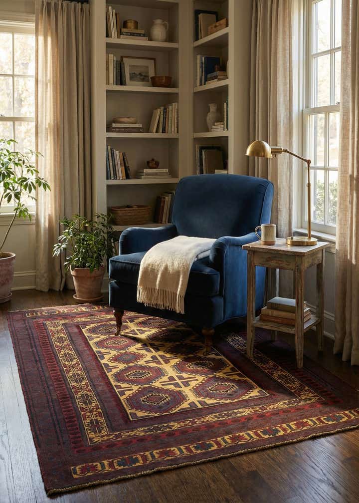 6' 2 x 8' 8 Hand Knotted Sumak Wool Rug