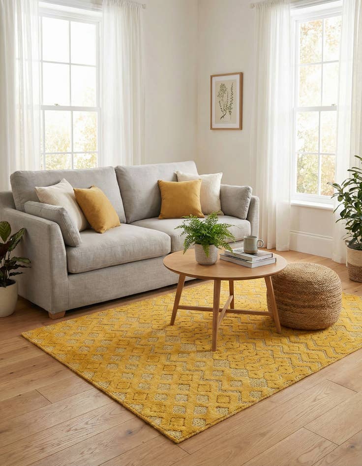 Detail image of 4' x 6'  Washable Trellis Textured Indoor / Outdoor Rug