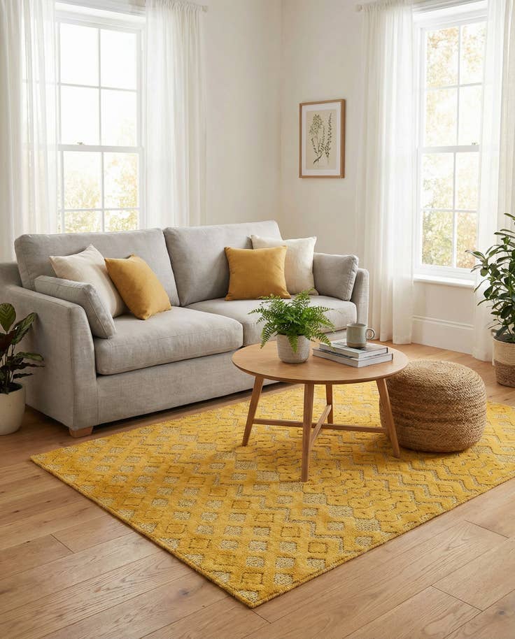 Detail image of 4' x 6' Easy-Clean Trellis Textured Indoor / Outdoor Rug