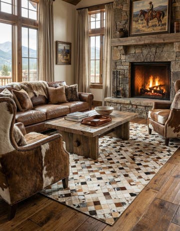 5' x 7' 10 Cowhide Leather Rug