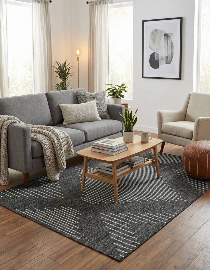 Detail image of 4' x 6'  Washable Modern Indoor / Outdoor Rug