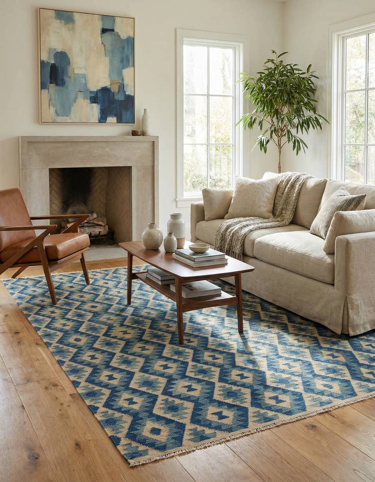 Detail image of 6' 7 x 9' 6  Hand Woven Kilim Modern Wool Rug