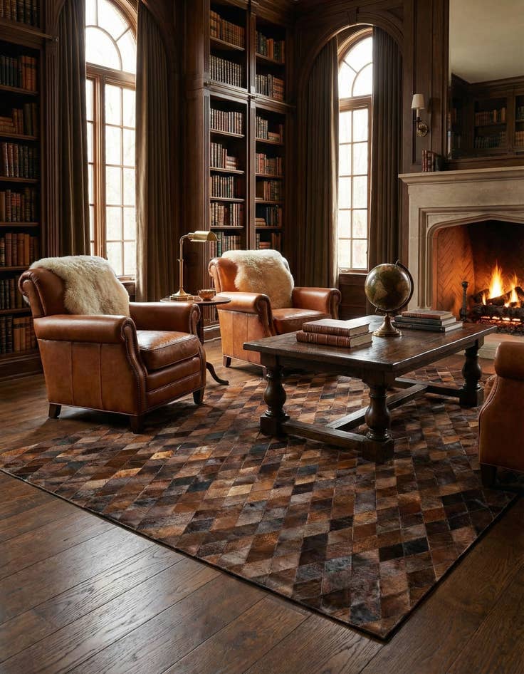 Detail image of 6' 7 x 9' 10 Cowhide Stocks Rug