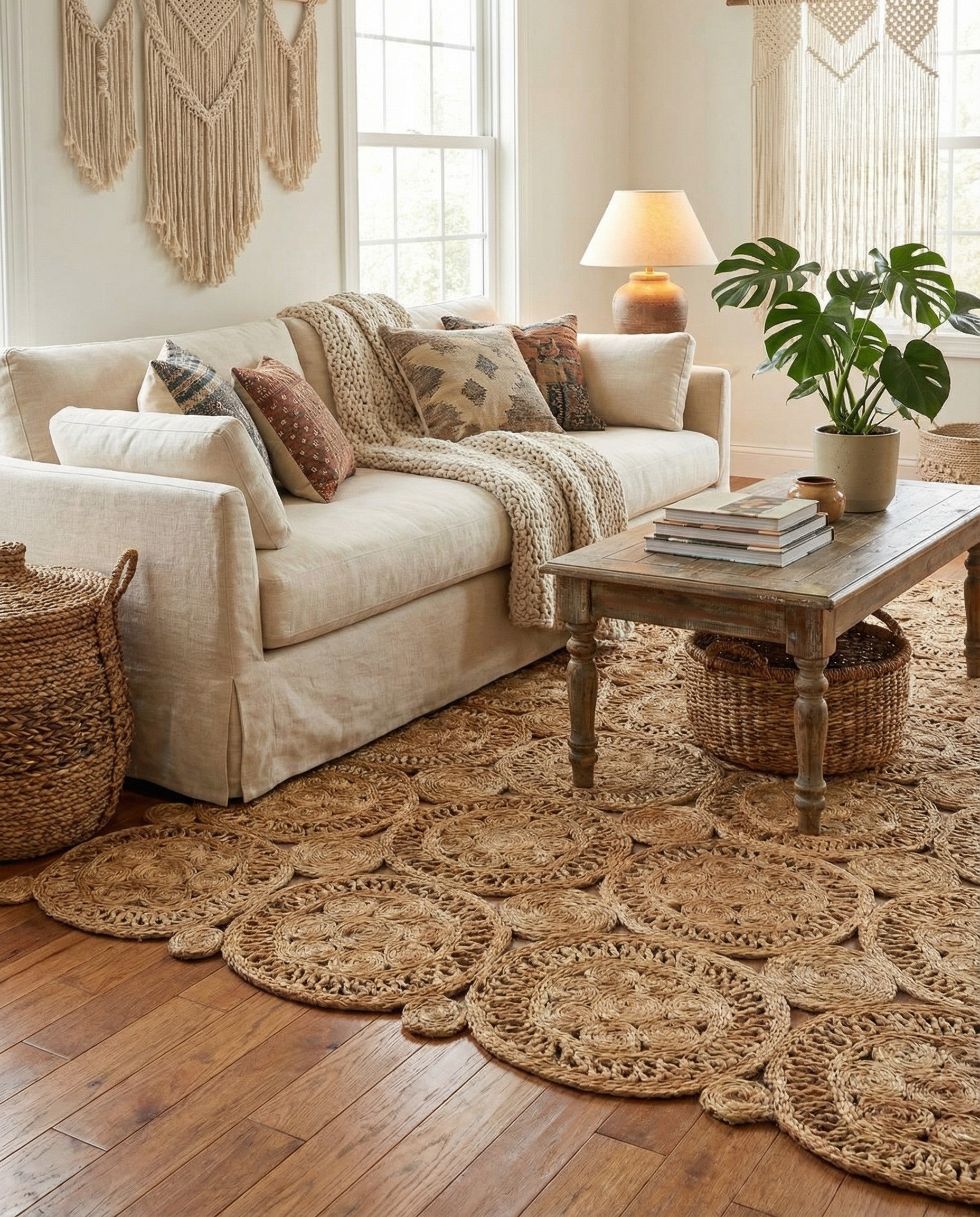 4' 1 x 6' 1 Handmade Braided Jute Rug