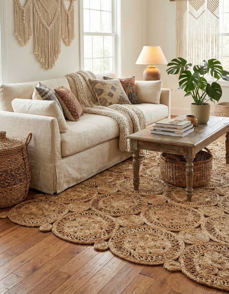 Detail image of 4' 1 x 6' 1  Hand Braided Jute Rug