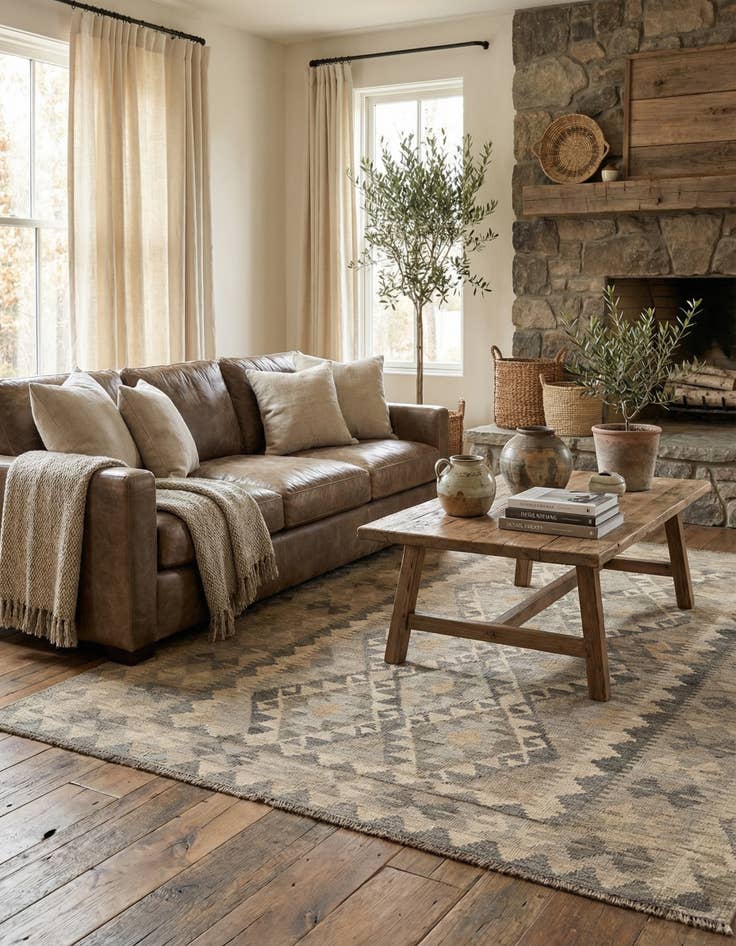 Detail image of 5' 3 x 6' 9  Hand Woven Kilim Maymana Wool Rug