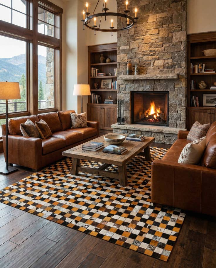 Detail image of 8' 1 x 9' 11 Cowhide - Patchwork Rug