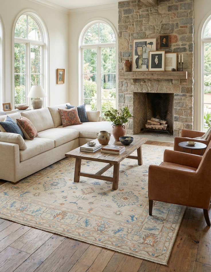 Detail image of 8' 11 x 11' 7  Hand Knotted Oushak Rug