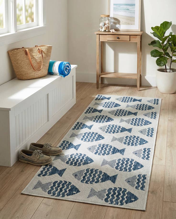 Detail image of 2' x 5' 3 Easy-Clean Coastal Indoor / Outdoor Runner Rug
