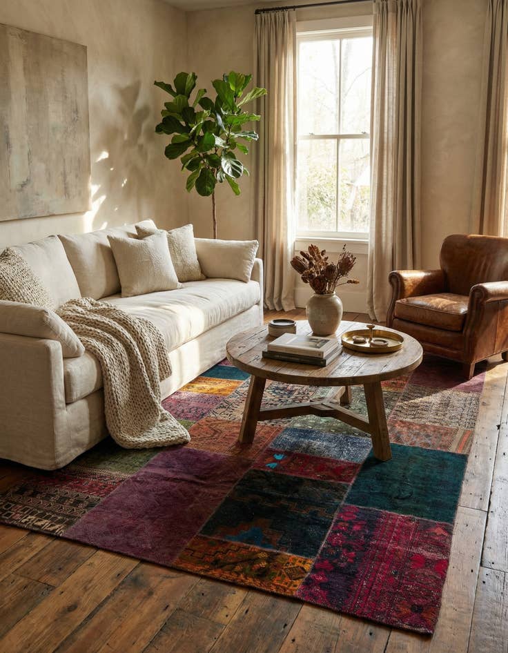 Detail image of  6' 7 x 9' 7  Hand Knotted Ultra Vintage Persian Wool Rug